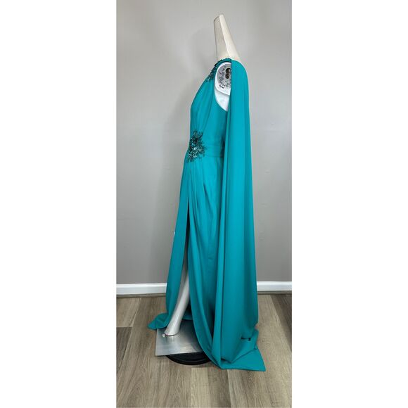 NWT Zuhair Murad Embellished Beaded Draped One-Shoulder Gown Blue Size 10 $4550 - Picture 6 of 10